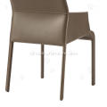 Ltaliaanse minimalistische kaki zadel lederen armleuning stoelen